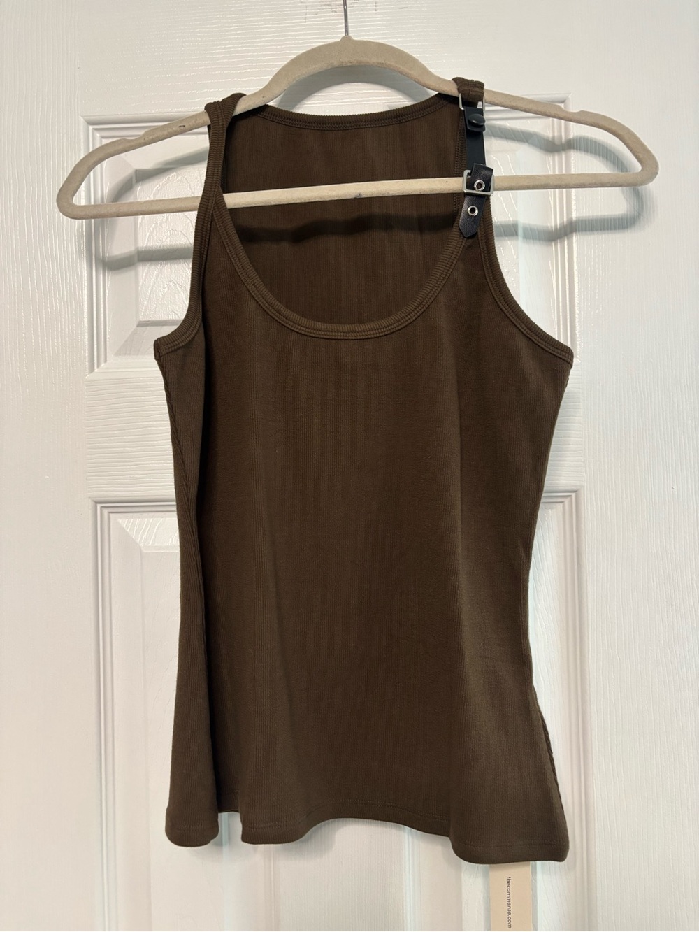 Commense Brown Ribbed Tank with Buckle Strap